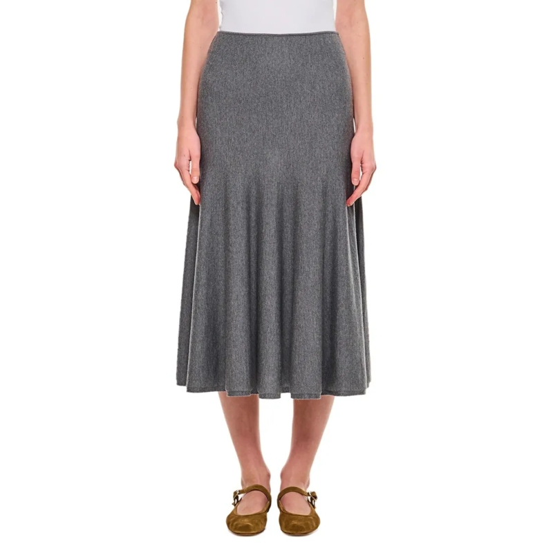 Khaite Midirok Mayu Full Midi Skirt Grey