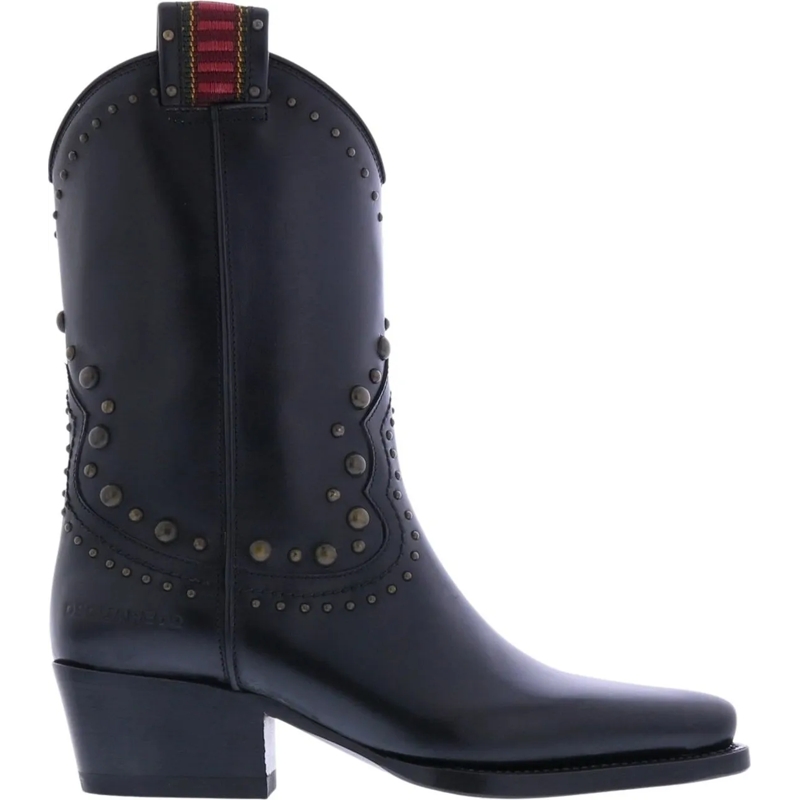 Dsquared2 Cowboy-Stiefel Dames Flat Boot West Studs schwarz