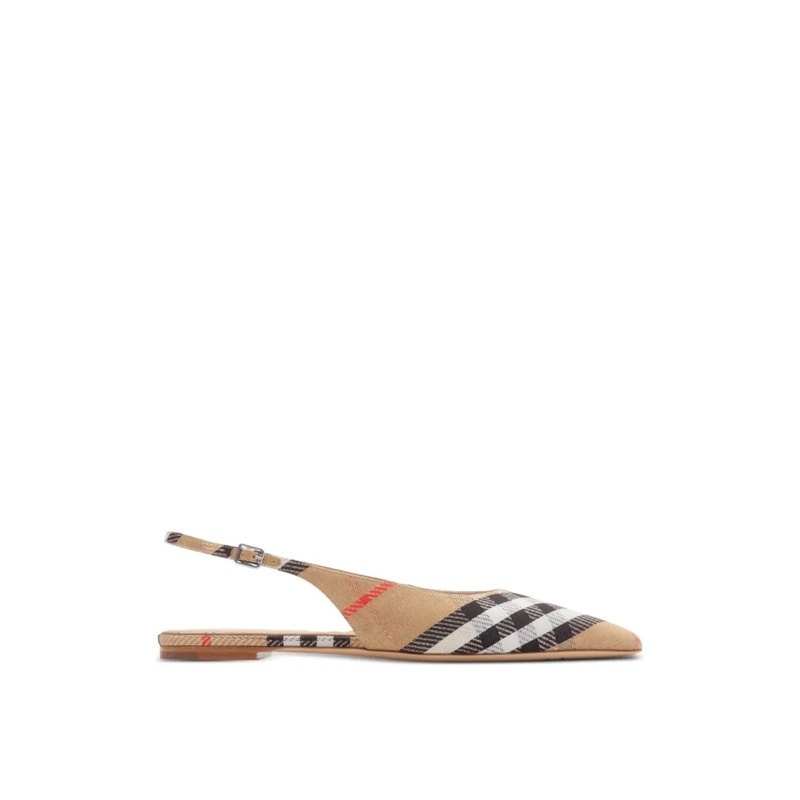 Burberry Balletschoenen Check Birdie Slingback Ballerina Flats Neutrals