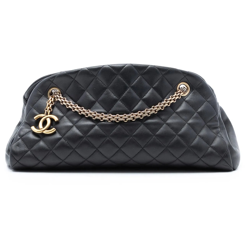 Chanel Schultertasche Medium Aged Calfskin Just Mademoiselle Bowling Bag schwarz