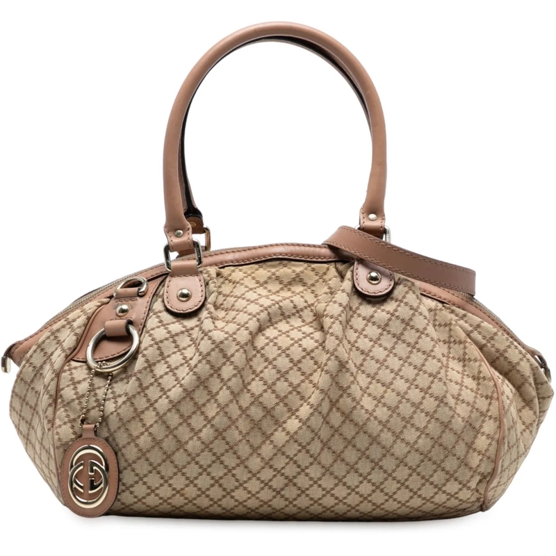 Gucci Sac à bandoulière Diamante Canvas Sukey Satchel braun