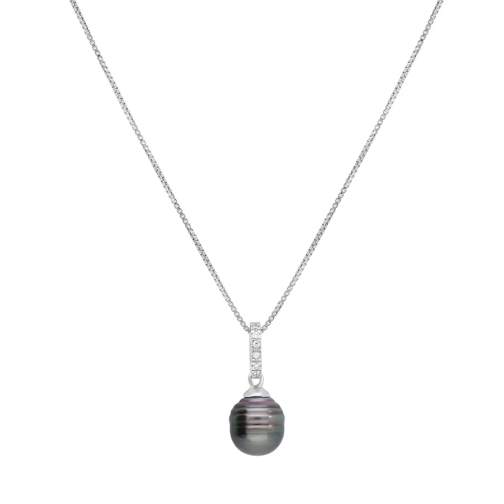 BELORO Pendant Necklace Tahiti Pearl Zirconia  Silver Rhodium Plated Mittellange Halskette