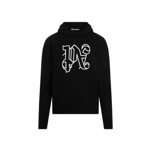 Palm Angels Black Wool Monogram Knitted Hoodie Black 