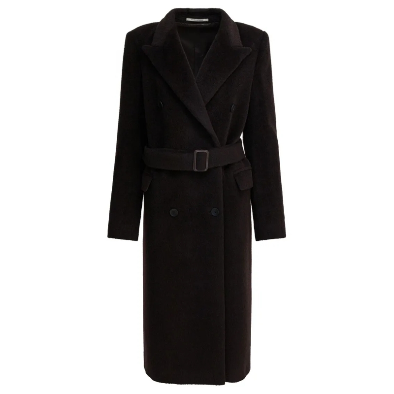 Tagliatore Bontjassen Double-Breasted Alpaca-Wool Blend Coat With Tailor Black