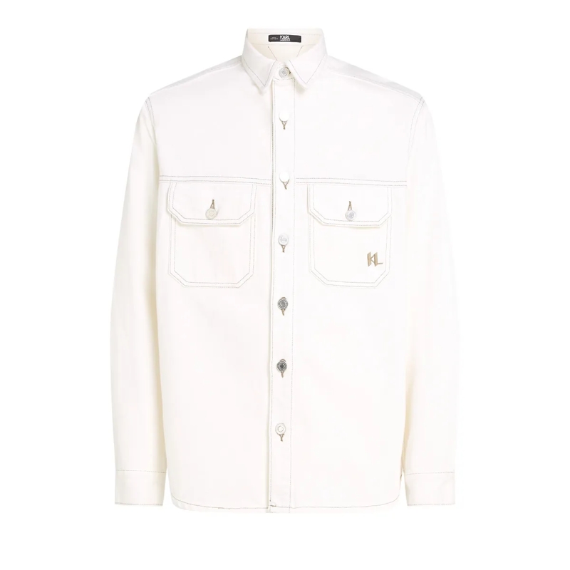 Karl Lagerfeld Hemd HEMD MIT KONTRASTNÄHTEN creme