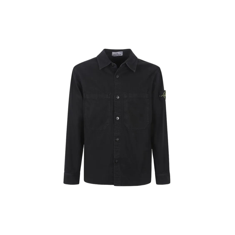 Stone Island Overhemd Black Cotton Shirt Black