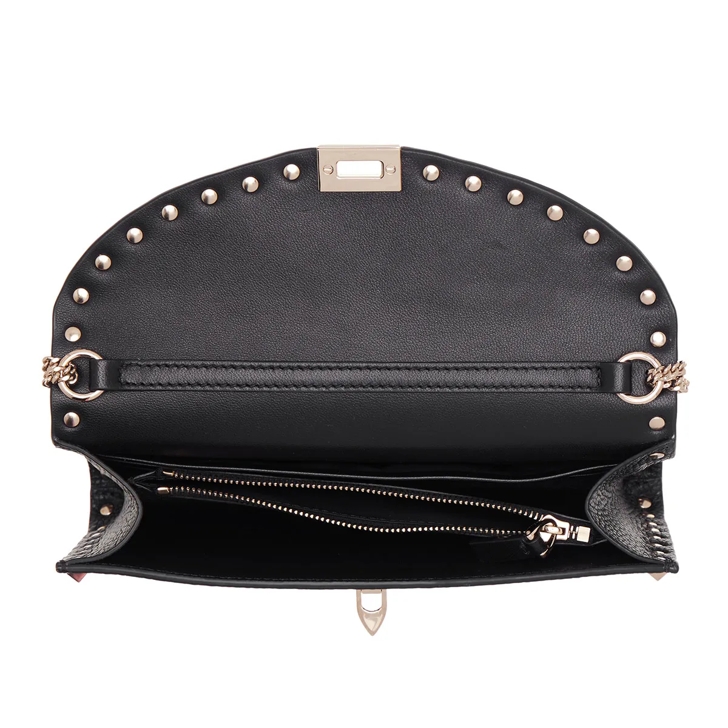 [Valentino] Locked chain strap wallet - Black ☆送料込☆ Valentino Garavani Rockstud chain wallet for Women - Black