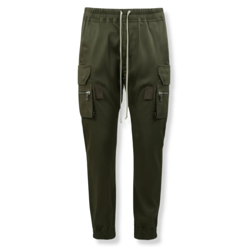 Rick Owens Anzugshose Tapered Olive Green Cargo Pants With Elasticated W Black