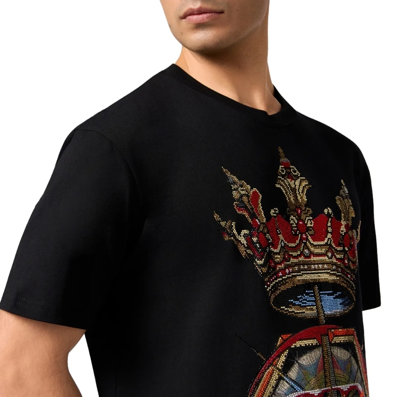 Philipp Plein T-Shirt Round Neck T-Shirt Crown Stones schwarz(Image 5)