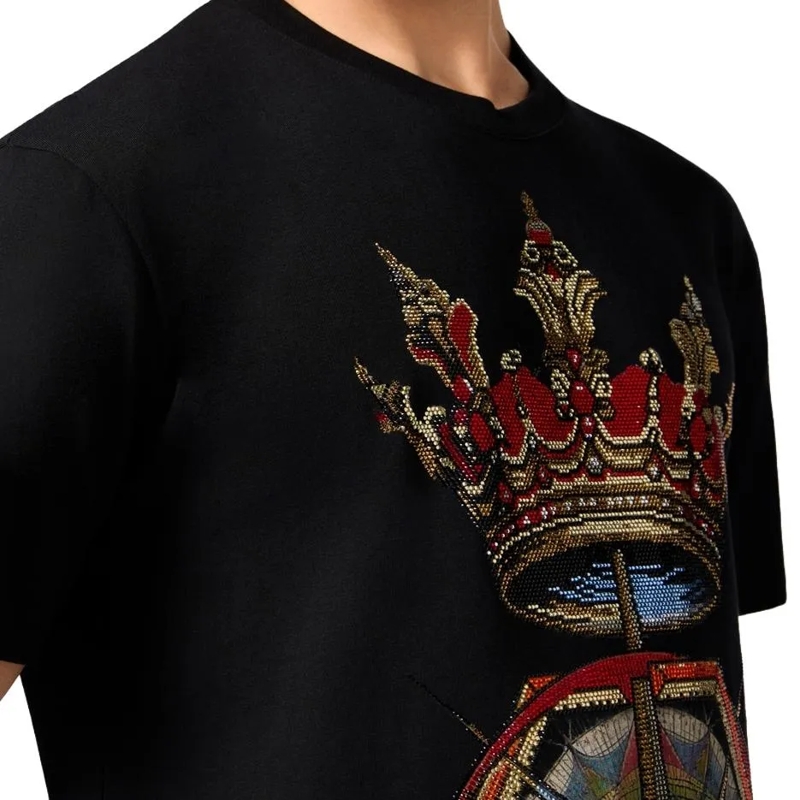 Philipp Plein T-Shirt Round Neck T-Shirt Crown Stones schwarz(Image 5)