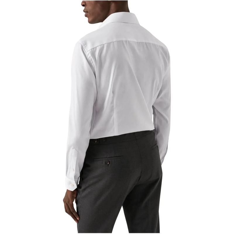 Eton Polo Eton Solid Signature Twill Shirt Lange Mouw Overhe weiß
