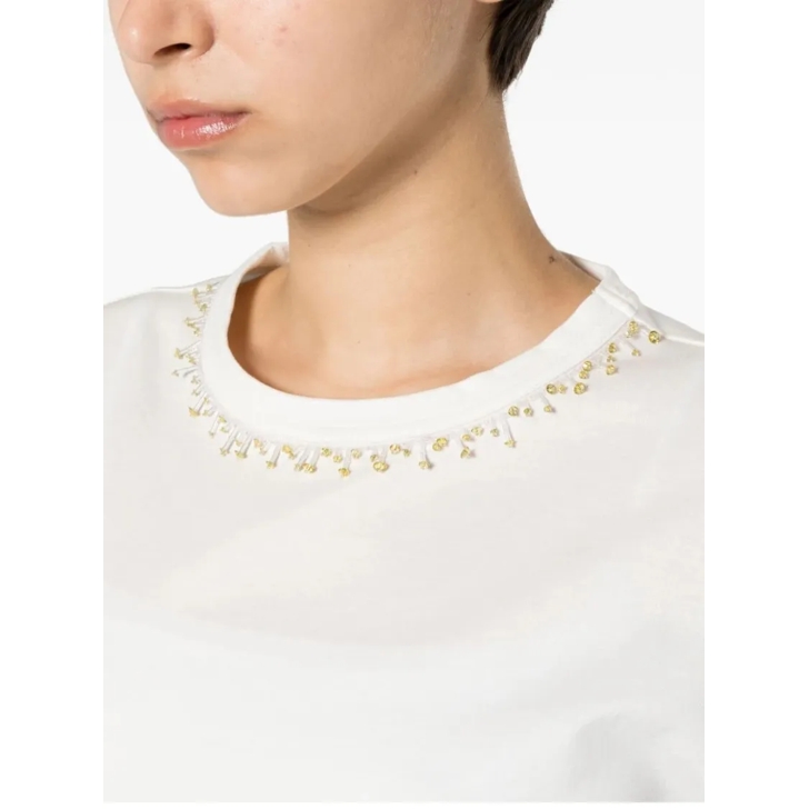 Tシャツ・カットソー Fabiana Filippi Short Sleeve T-Shirt With Delicate Fabiana Filippi ladies short sleeve t shirt size Xl | eBay