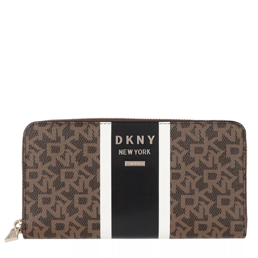 DKNY Whitney Zip Around Bag Mocha Logo Black Portemonnaie mit Zip-Around-Reißverschluss