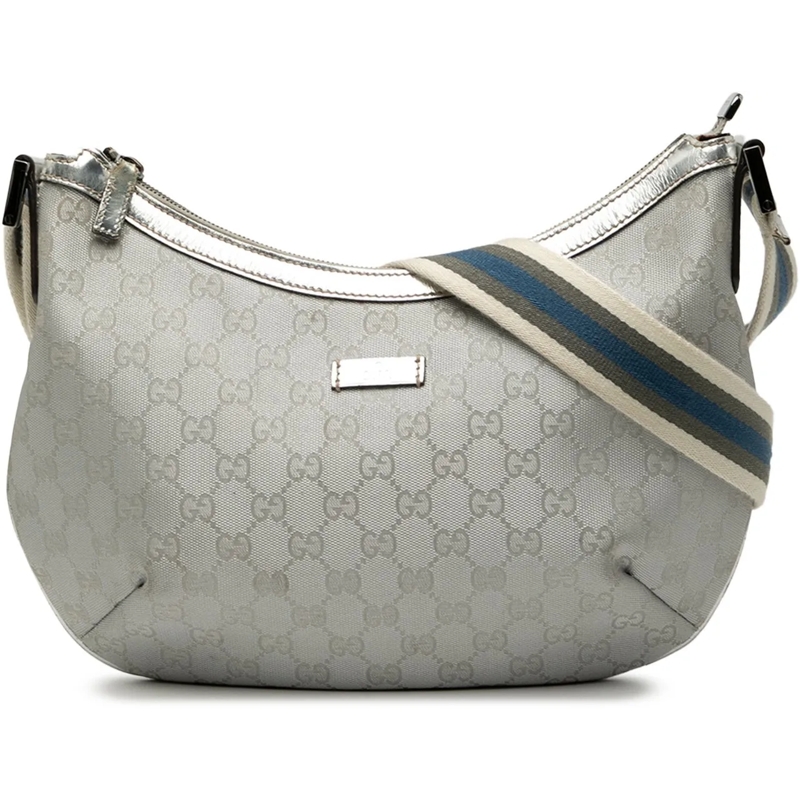 Gucci Schultertasche GG Imprime Web Crossbody silber