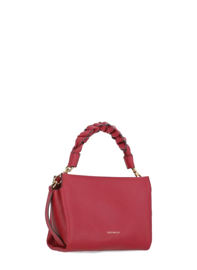 Coccinelle Rode Leren Schoudertas met Gevlochten Handvat Red Dames