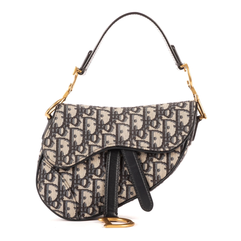 Christian Dior Crossbody Bag Oblique Saddle Mini marineblau