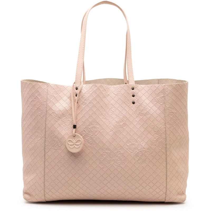 Bottega Veneta Shopper Leather Intrecciomirage Butterfly Tote rose