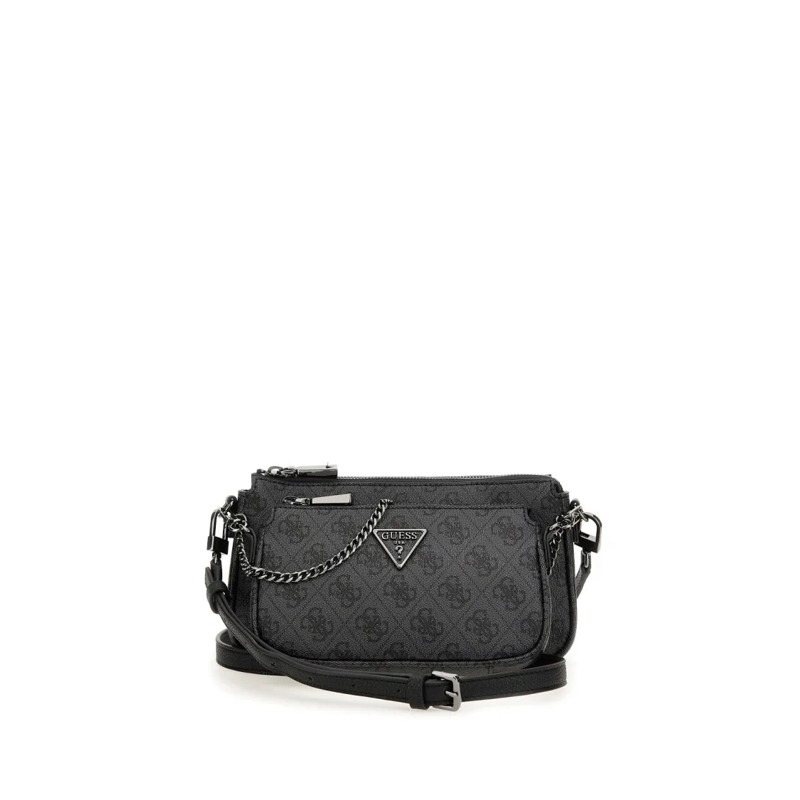 Guess Sac à bandoulière Black Crossbody Bag In Logo Canvas Grey