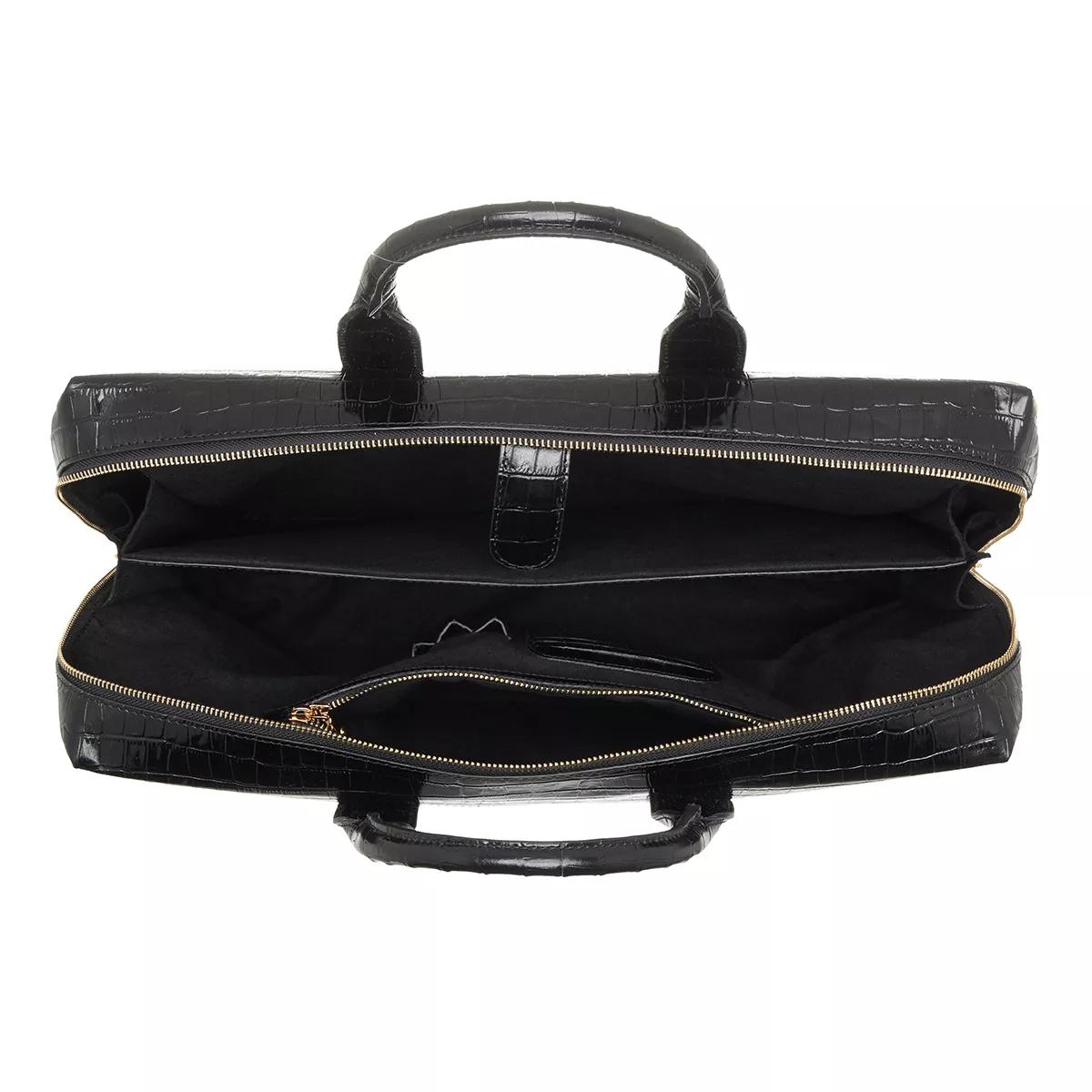 Isabel Bernard Aktetas Honoré Anique croco black calfskin leather handbag in zwart