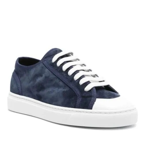 Doucal's Suede Lace-Up Sneakers Blue Low-Top Sneaker