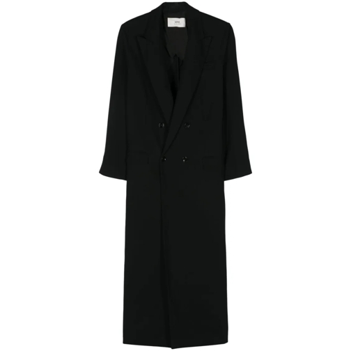 AMI Paris Übergangsmäntel Oversized Fit Black Coat Black