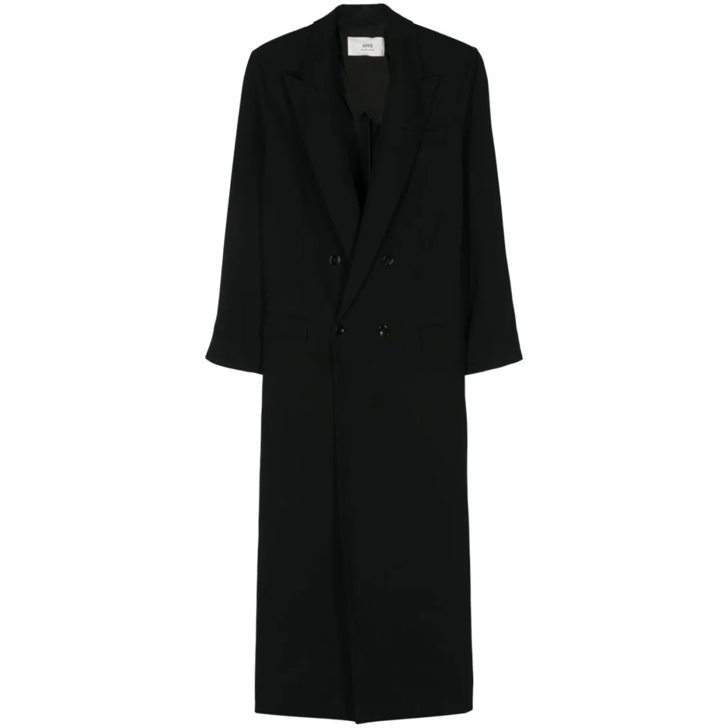 AMI Paris Oversized Fit Black Coat Black Ubergangsmantel