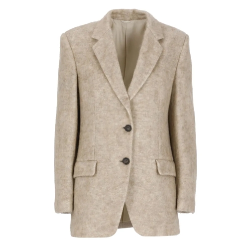 Brunello Cucinelli Blazer Mohair And Wool Jacket Neutrals