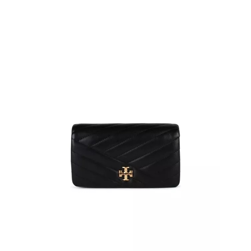 Tory Burch Kira' Black Leather Wallet Black Wallet On A Chain