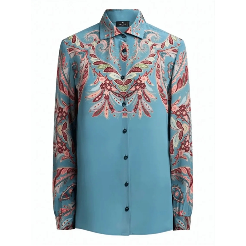 Etro Blouse Paisley-Printed Silk Crêpe De Chine Blouse White