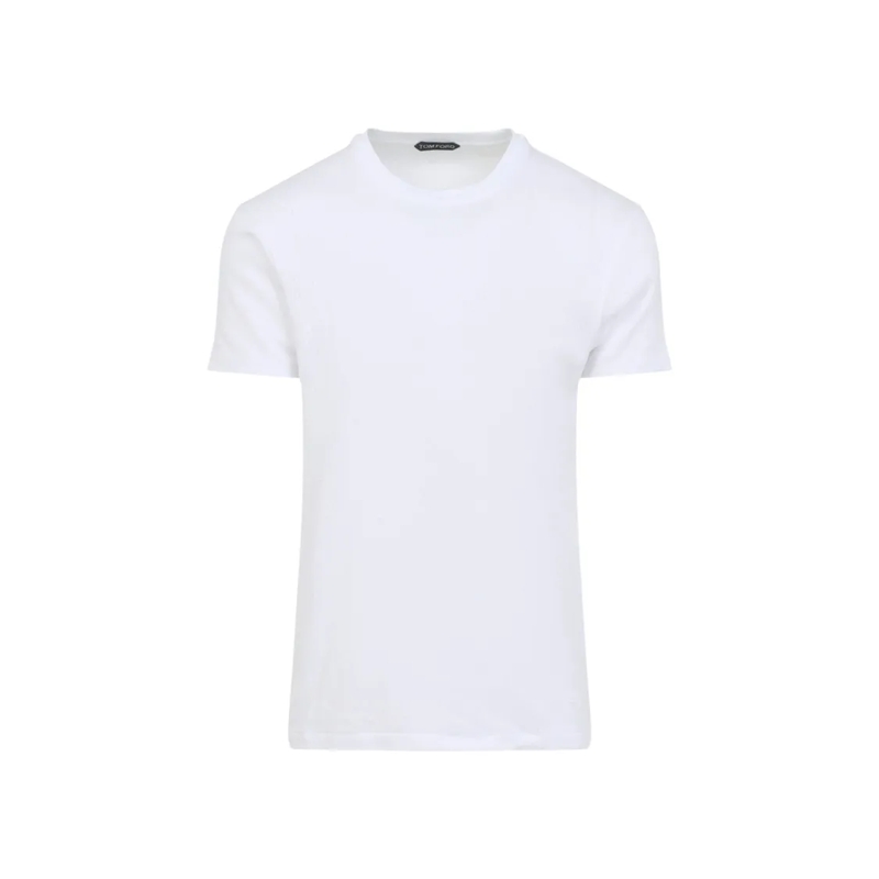 Tom Ford T-Shirt Tailored Cotton T-Shirt With Subtle Perforated Det White
