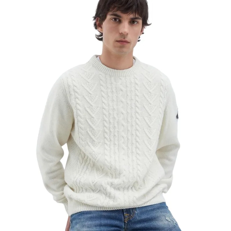 Roy Rogers Trui White Wool Blend Pullover Grey