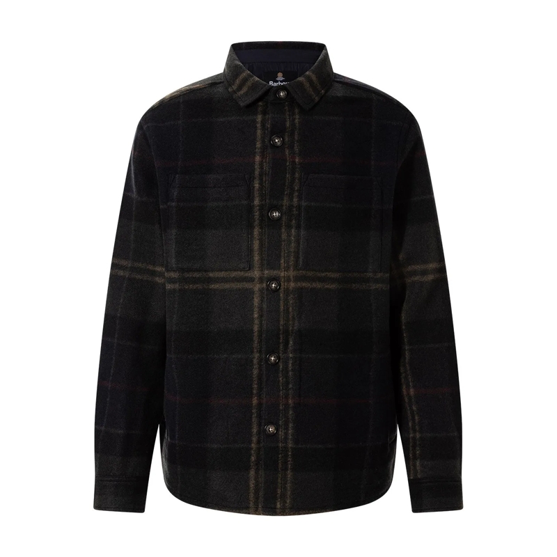 Barbour veste Overshirt Woodlane aus Wolle-Mix grau
