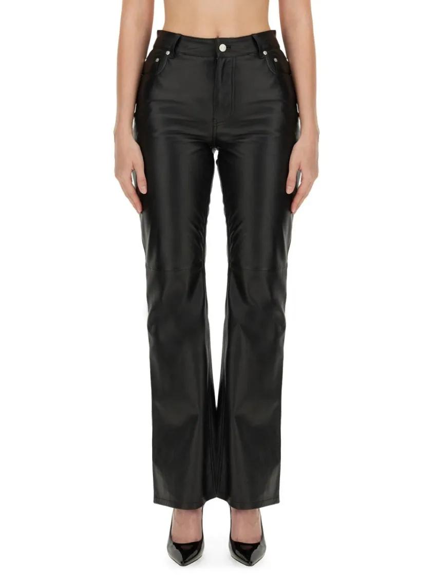 Thumbnail - Moschino - Black Flared Pants With High Waist And Detailing - Größe 44 - schwarz