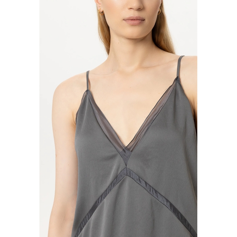 Luisa Cerano Hemdje Satin-Organza-Top heather grey(Image 5)