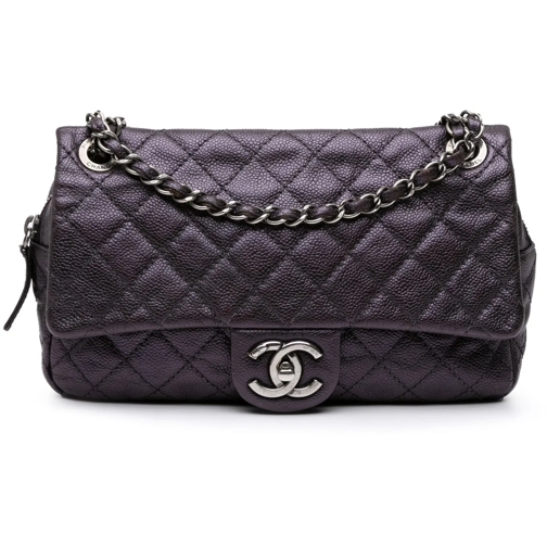 Chanel Schultertasche 2012 Jumbo Quilted Caviar Easy Flap lila