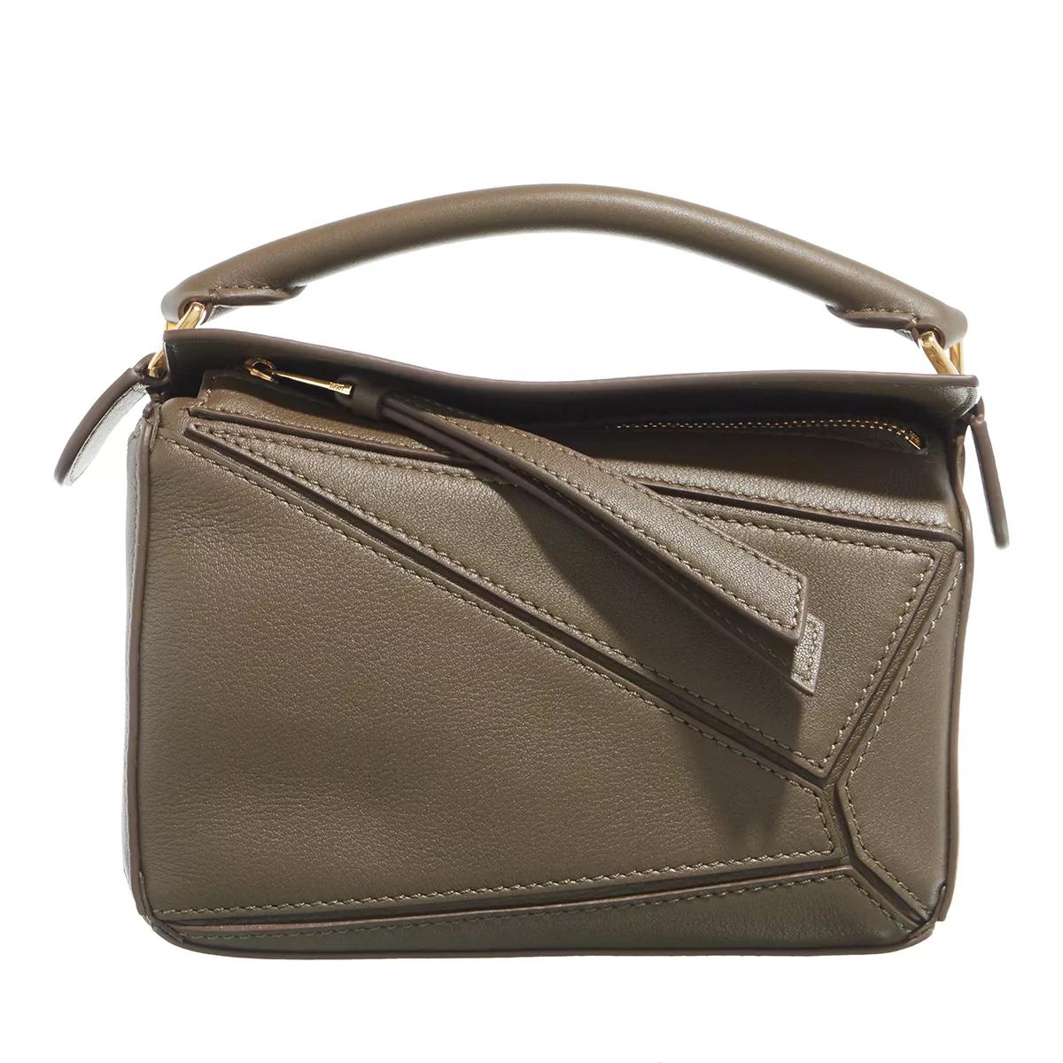 Puzzle Small Leather Shoulder Bag in Green - Loewe