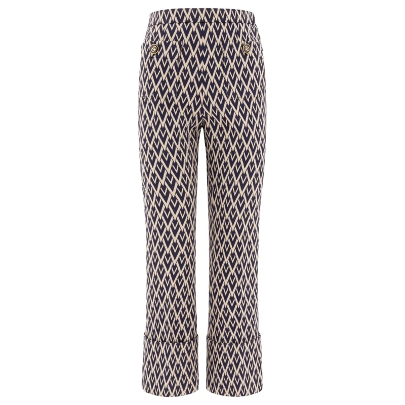 Valentino Garavani  Tailored Trousers With Bold Geometric Pattern Grey