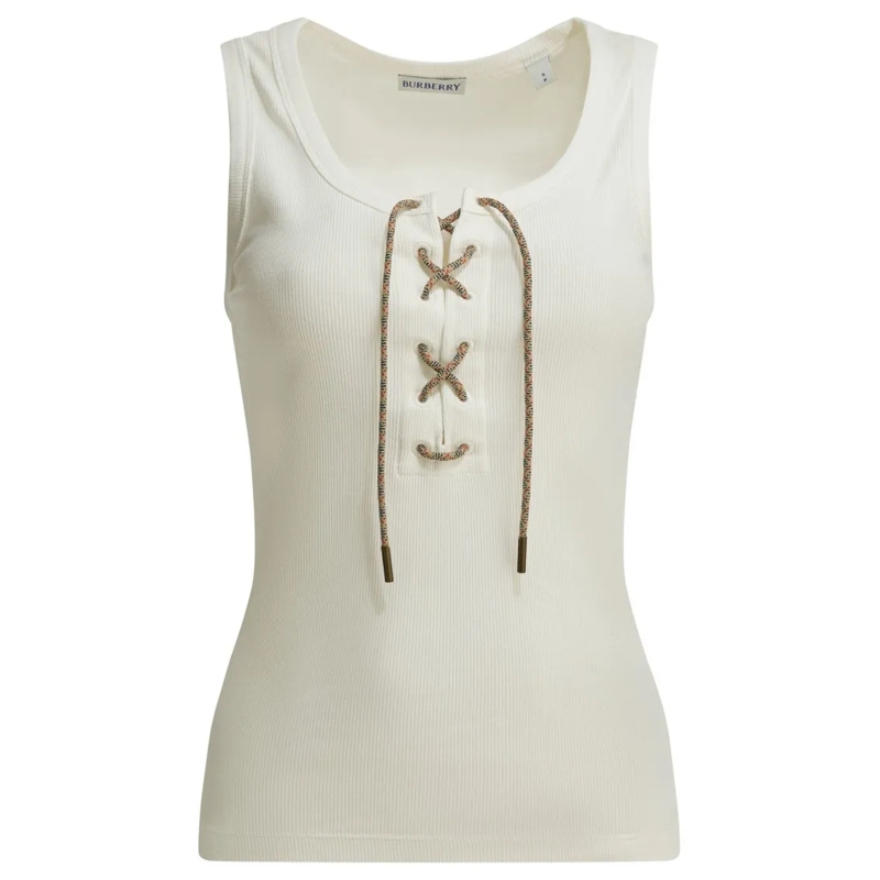 Burberry Bluse Scoop Neck Ribbed Top Grey