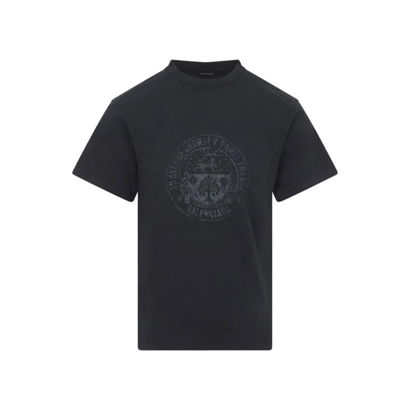 Balenciaga T-shirt Short-Sleeved Crew Neck T-Shirt With Graphic Emble Black