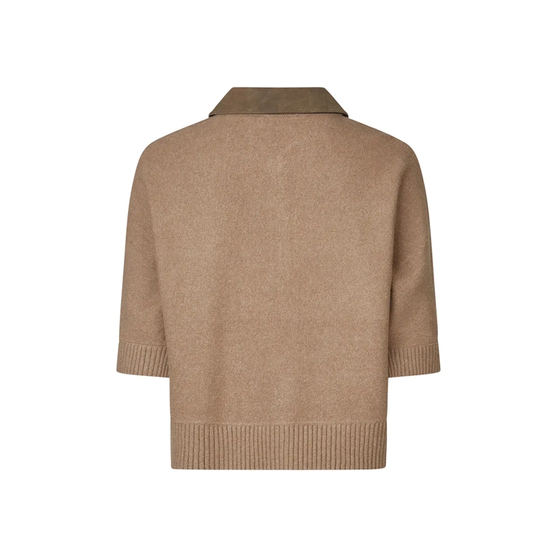 Marc Aurel  Pullover- Poloblende mit Metallknöpfen- Rippena beige(Image 4)