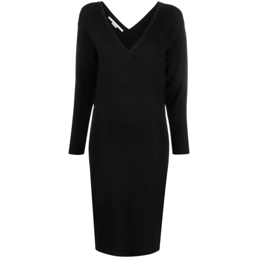 Stella McCartney Black V-Knit Midi Dress Black 