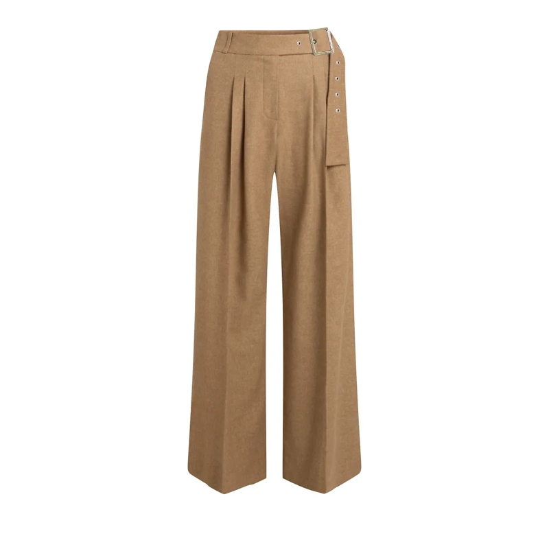 Karl Lagerfeld Anzugshose Hose mit weitem Bein aus Woll-Mix nougat