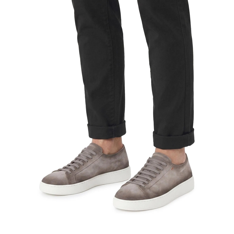 Santoni Schnürschuhe Sneaker aus Leder braun(Image 2)
