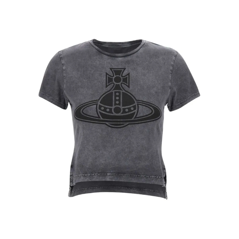 Vivienne Westwood T-shirt Cropped Grey Crew Neck Top Grey