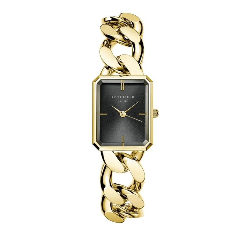 Rosefield Quarzuhr Damenuhr Octagon XS Studio Kettenoptik schwarz