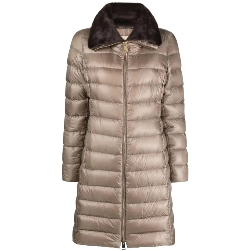 Herno  Quilted Beige Puffer Down Coat Brown