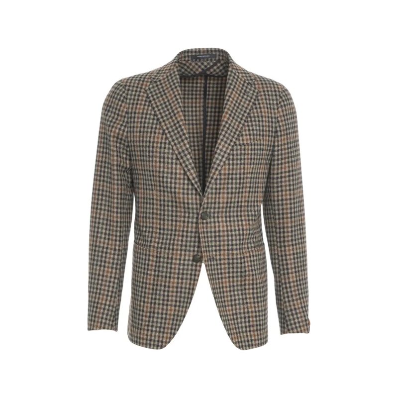 Tagliatore Blazer Sophisticated Check Pattern Blazer With Peak Lapel Grey