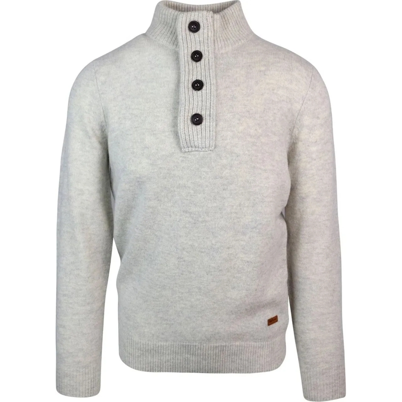 Barbour  Half-Zip Sweater With Suede Elbow Patches White