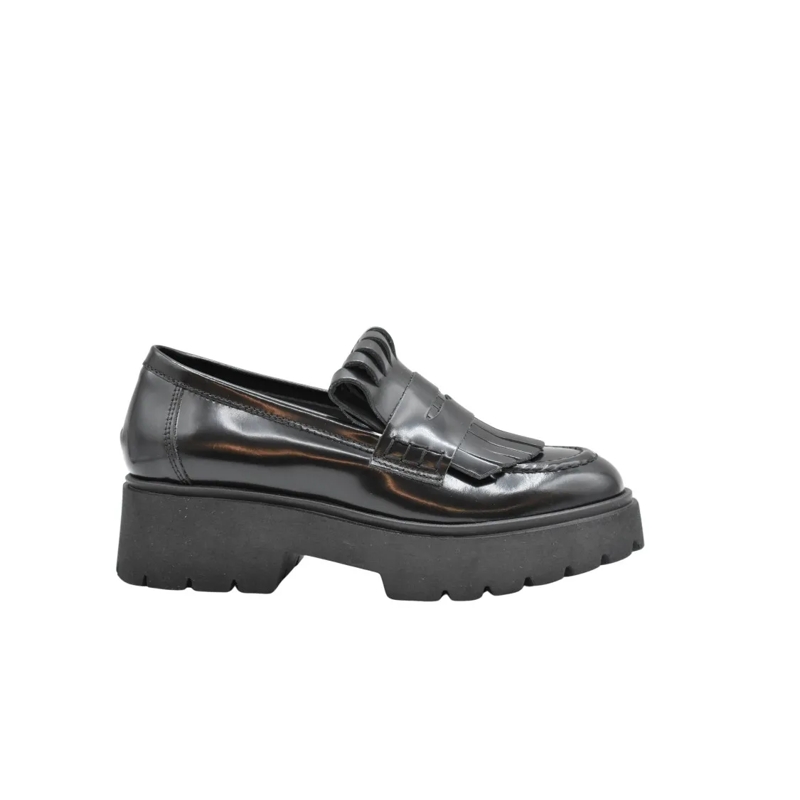Janet & Janet Ballerinas Platform Loafers With Fringed Tongue Grey