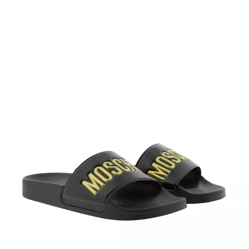 Moschino Logo Slides Black Gold Slip-in skor